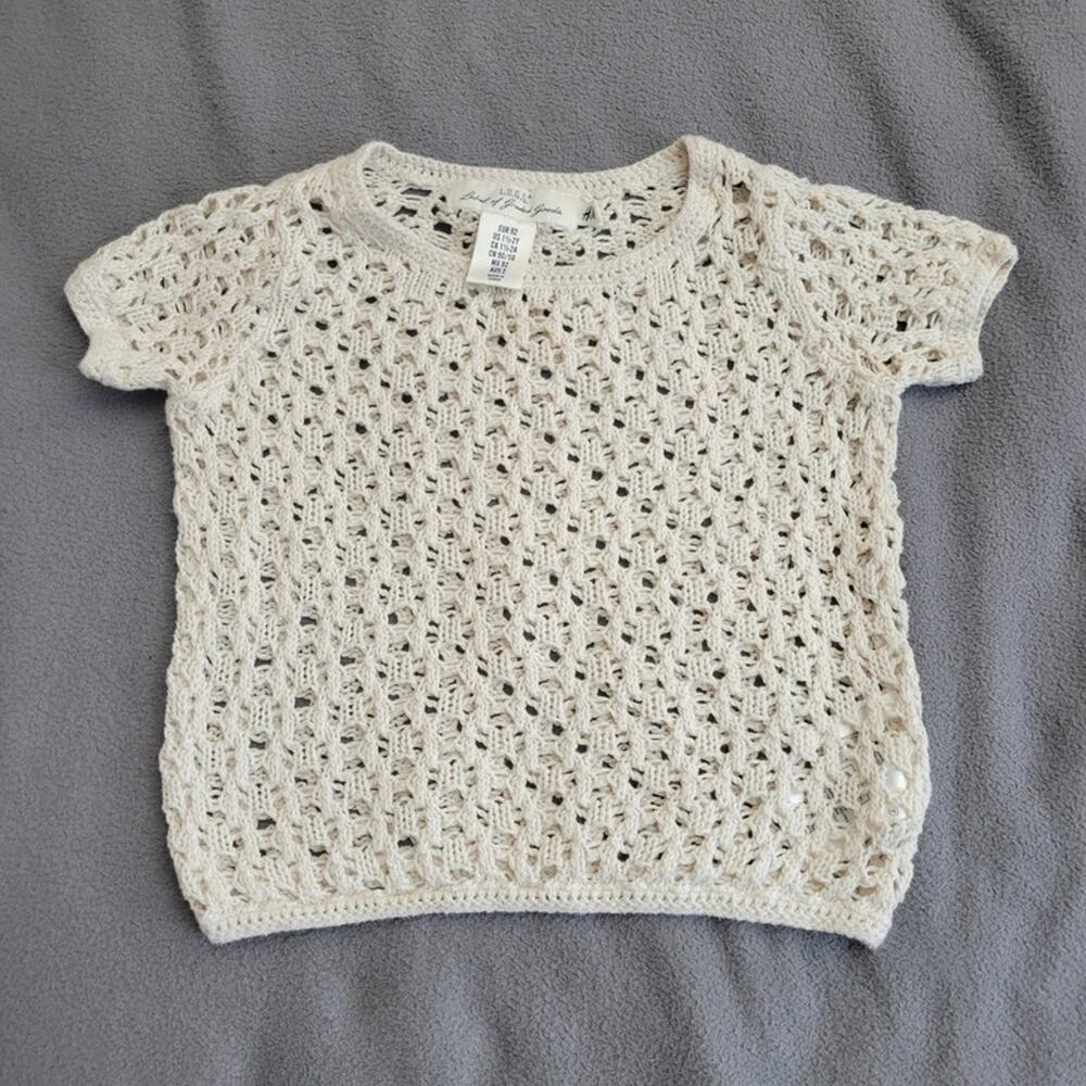 LOGG H and M‎ Baby Girls 2T Beige Crochet Sweater See Through Pullover